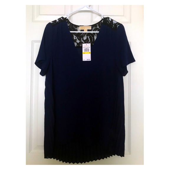 Michael Kors Tops - NWT Michael Kors Flowy True Navy Blue Top w/ Lace
